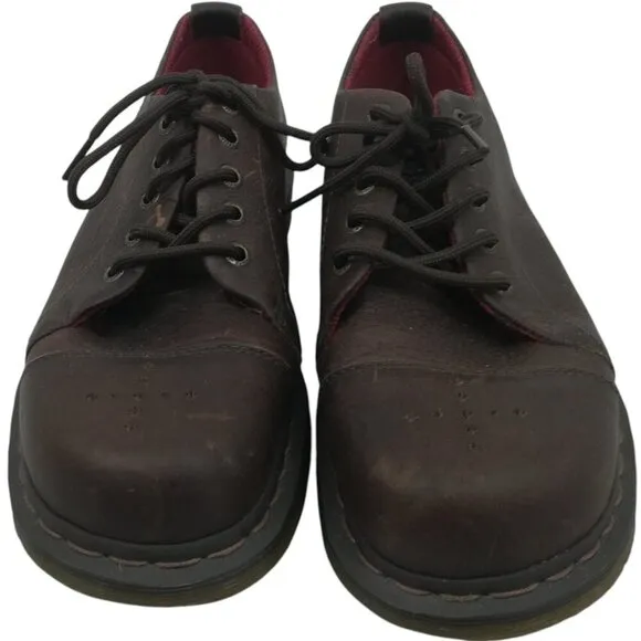 Dr Martens Celia Brown Leather Lace Up Oxfords Size US 8 UK 6 Cap Toe Doc Lug