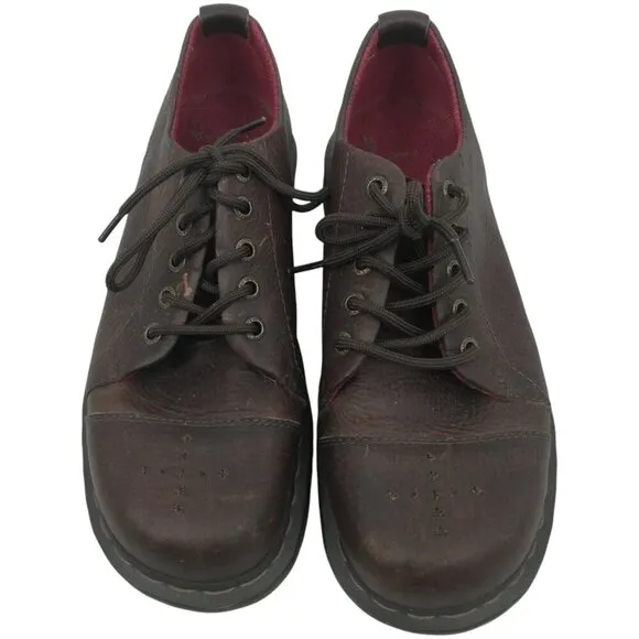 Dr Martens Celia Brown Leather Lace Up Oxfords Size US 8 UK 6 Cap Toe Doc Lug