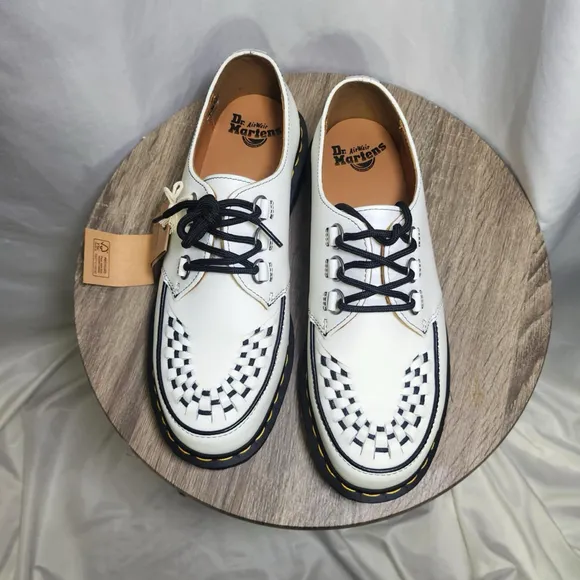 Dr. Martens Ramsey Smooth Leather Creepers White Oxfords Shoes 11L 10M