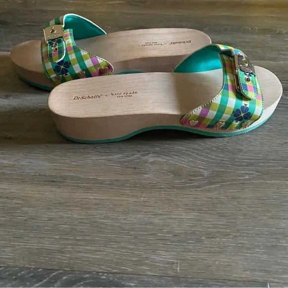 Dr Scholls Kate Spade New York Clogs Size 8M Bella Plaid Slides Sandals