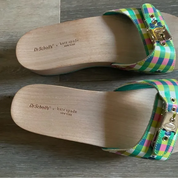 Dr Scholls Kate Spade New York Clogs Size 8M Bella Plaid Slides Sandals