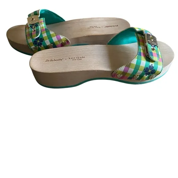 Dr Scholls Kate Spade New York Clogs Size 8M Bella Plaid Slides Sandals