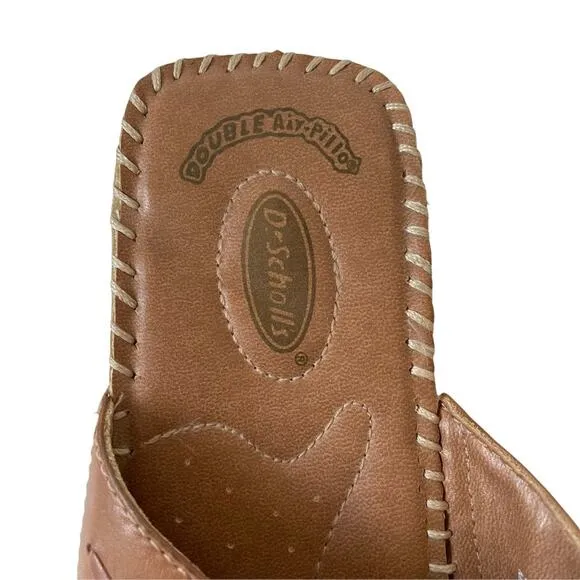 Dr. Scholls Sasha Mule Sandal Wedge Platform Chunky Chonk Whipstitch Leather 9