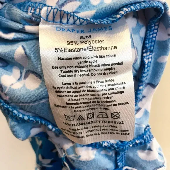 Draper James Floral Bohemian Blue Slip Wide Strap Scoop Neck Mini Dress S NWT