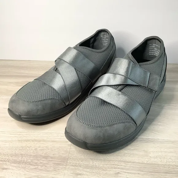 DREW Womens WIDE WIDTH Aster Gray Sneaker Shoe Adjustable Comfort NEW