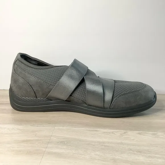 DREW Womens WIDE WIDTH Aster Gray Sneaker Shoe Adjustable Comfort NEW
