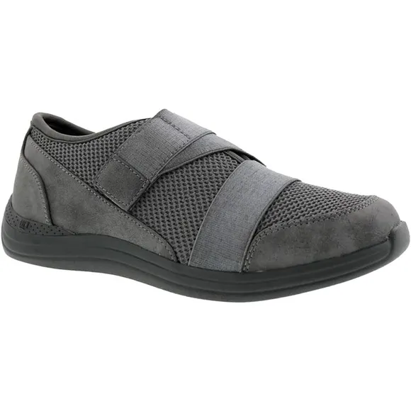 DREW Womens WIDE WIDTH Aster Gray Sneaker Shoe Adjustable Comfort NEW