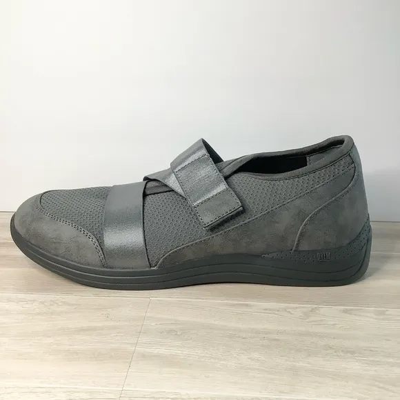 DREW Womens WIDE WIDTH Aster Gray Sneaker Shoe Adjustable Comfort NEW