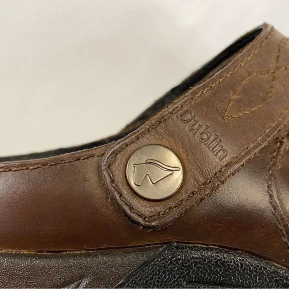 Dublin Riding Clogs Brown Leather Sz 7 Strap Equestrian Mules Slip On Comfort