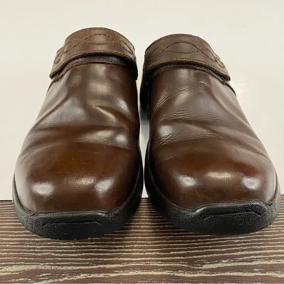 Dublin Riding Clogs Brown Leather Sz 7 Strap Equestrian Mules Slip On Comfort