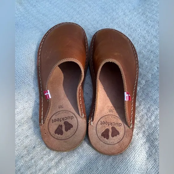 Duck Feet Blavand Clogs Denmark Slip On Leather Mules Size 38 US 8