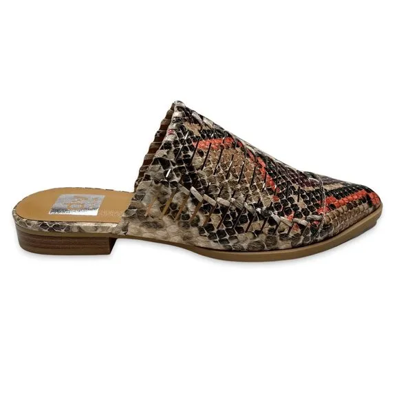 DV by Dolce Vita Womens Izzie Snakeskin Print Mules 7.5 Slip On Slides Orange