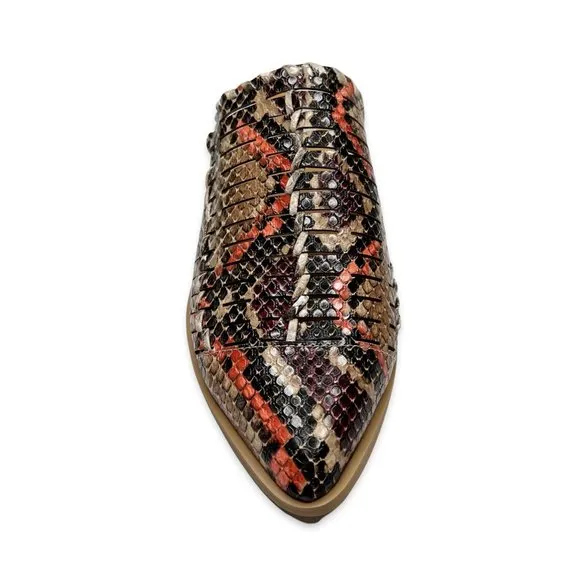 DV by Dolce Vita Womens Izzie Snakeskin Print Mules 7.5 Slip On Slides Orange