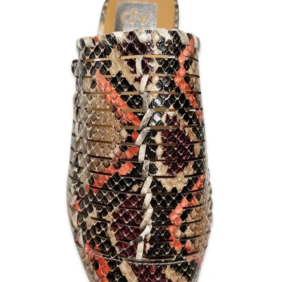 DV by Dolce Vita Womens Izzie Snakeskin Print Mules 7.5 Slip On Slides Orange