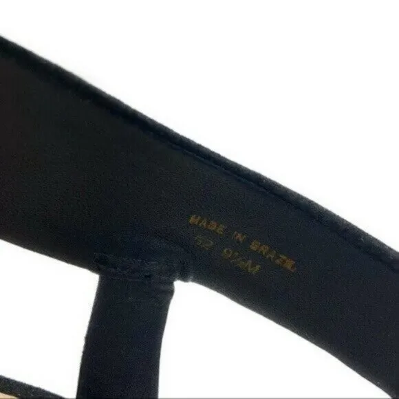 DVF Platform Black Suede Thick Strappy Slingback Heels Peep Toe Stiletto