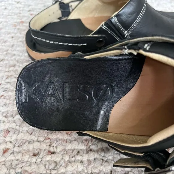 Earth Kalso Shanti Black Leather Clogs