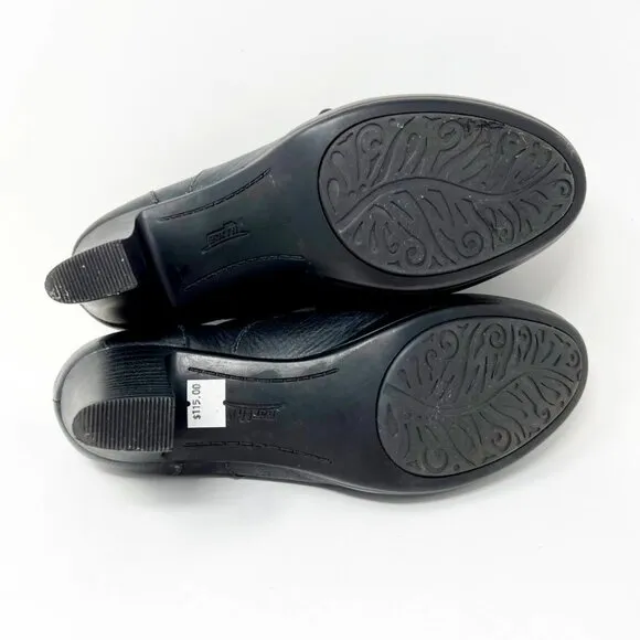 Earth Pannikin Leather Heeled Oxfords. Tassel Laces. Black. Size 8.5