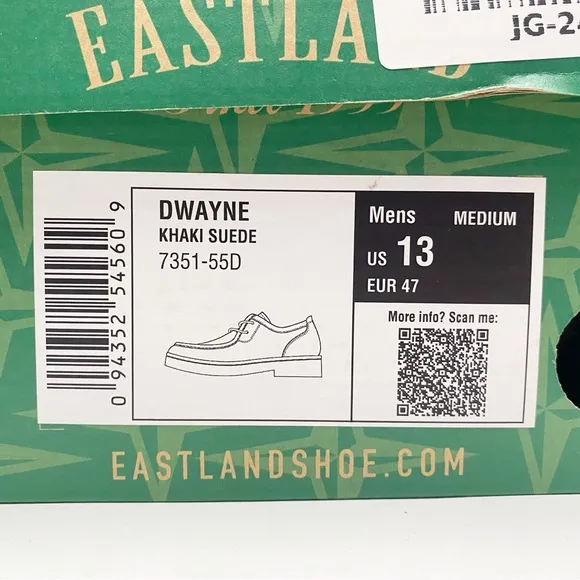 EASTLAND Dwayne Khaki Suede 1955 Edition Moc Toe Oxfords - Men's Size 13D NIB