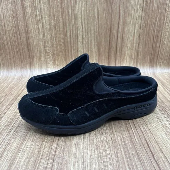 Easy Spirit Traveltime Clog Black Velvet and Suede Women's Size 9W