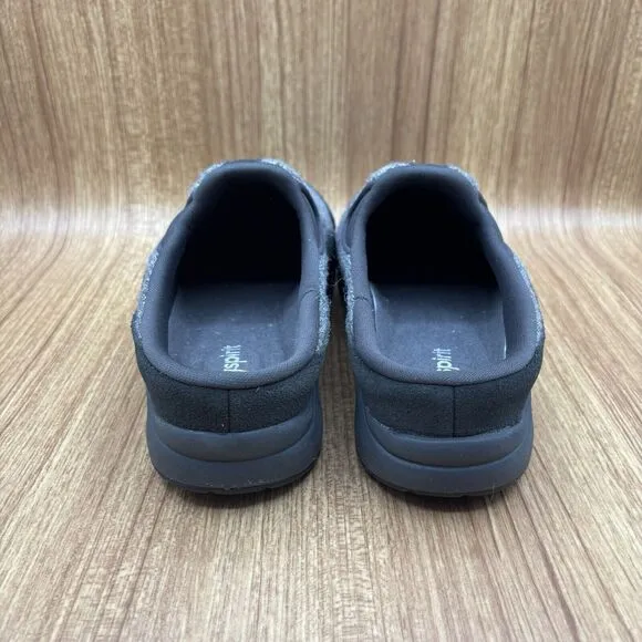 Easy Spirit Traveltime Clog Gray Wool W/Silver and Black Suede Women's Size 9W