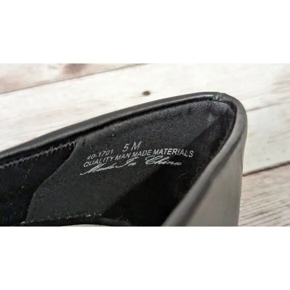 Easy Street Passion Womens Size 5 M Black Leather Round Toe Kitten Pump Heels