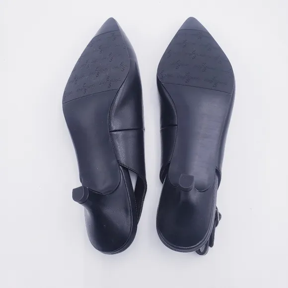 EASY STREET Womens Black Stretch Faye Pointed Toe Stiletto Slingback 11 WIDE