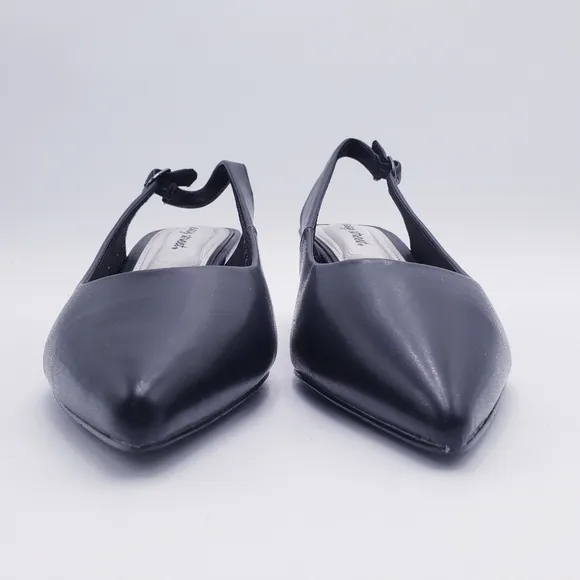 EASY STREET Womens Black Stretch Faye Pointed Toe Stiletto Slingback 11 WIDE