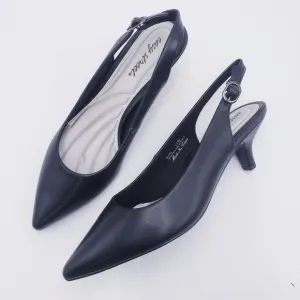 EASY STREET Womens Black Stretch Faye Pointed Toe Stiletto Slingback 11 WIDE