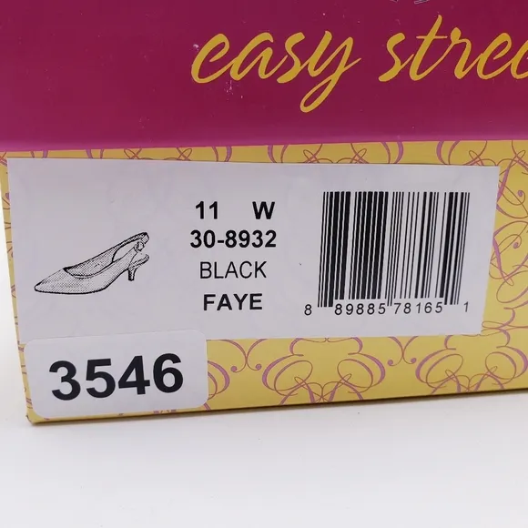 EASY STREET Womens Black Stretch Faye Pointed Toe Stiletto Slingback 11 WIDE