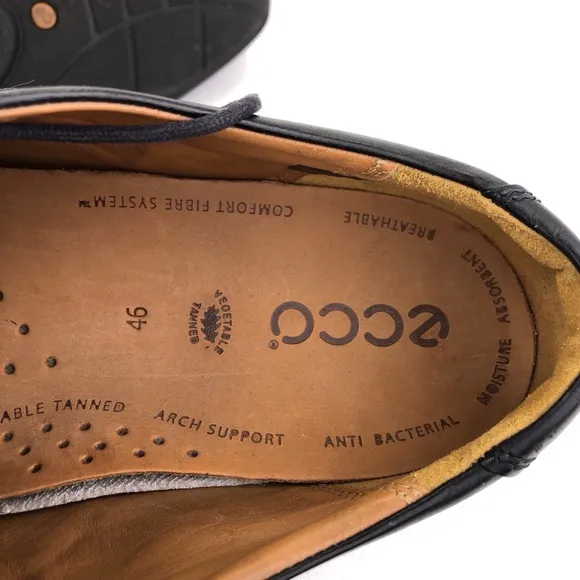 Ecco Black Leather Bicycle Toe Oxfords EUR 46
