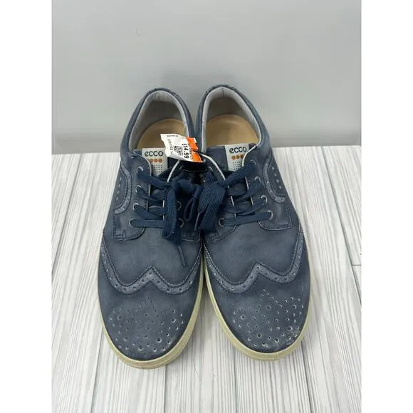 ECCO Classic Blue Wingtip Leather Golf Shoes US 11 EUR 44 Extra Width Spikeless