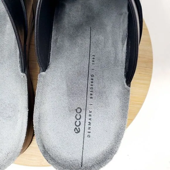 ECCO Comfort Clogs Womens 42 Black Leather Platform Mule Slide Chunky Lug Sole