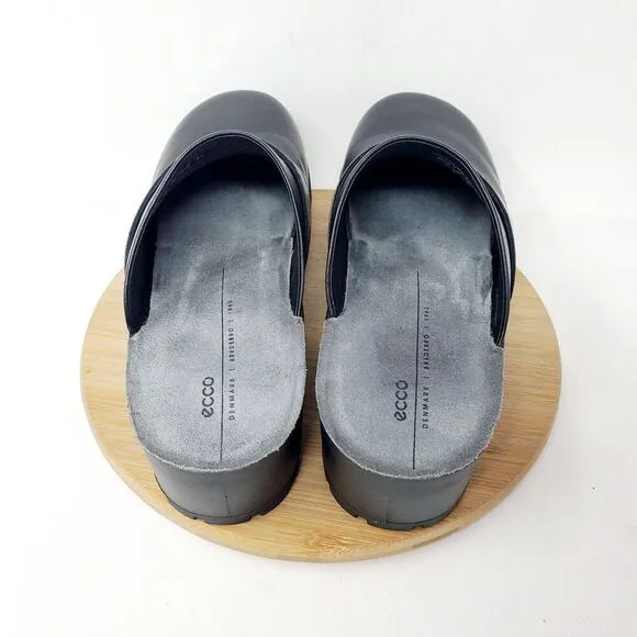 ECCO Comfort Clogs Womens 42 Black Leather Platform Mule Slide Chunky Lug Sole