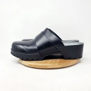ECCO Comfort Clogs Womens 42 Black Leather Platform Mule Slide Chunky Lug Sole