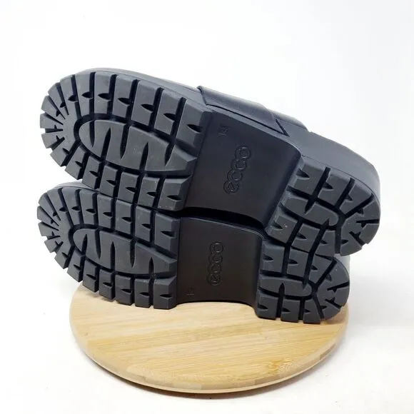 ECCO Comfort Clogs Womens 42 Black Leather Platform Mule Slide Chunky Lug Sole
