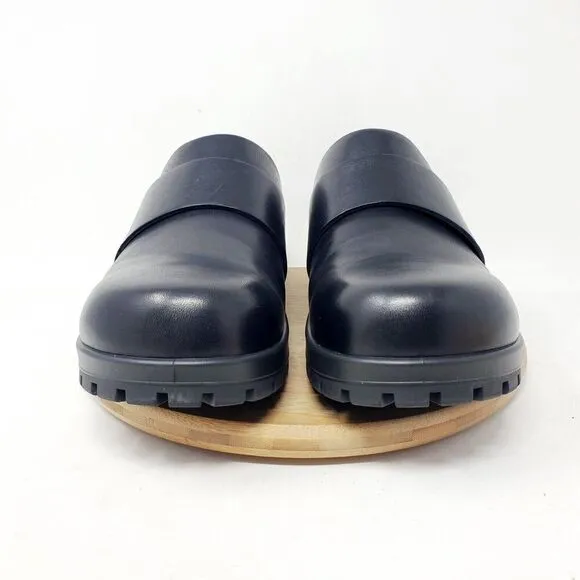 ECCO Comfort Clogs Womens 42 Black Leather Platform Mule Slide Chunky Lug Sole