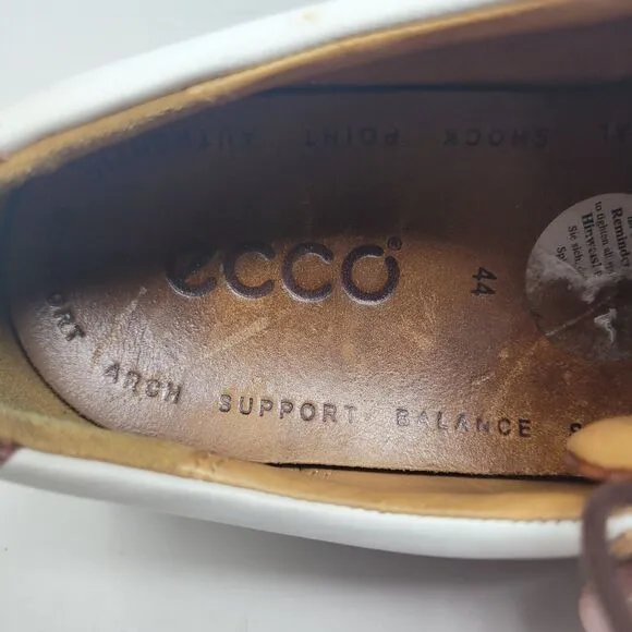 Ecco Golf Shoes Mens 10.5 EU44 Goretex Waterproof Spikes Croc Leather White Brwn