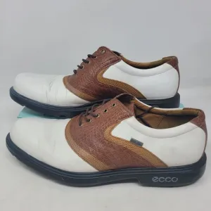 Ecco Golf Shoes Mens 10.5 EU44 Goretex Waterproof Spikes Croc Leather White Brwn