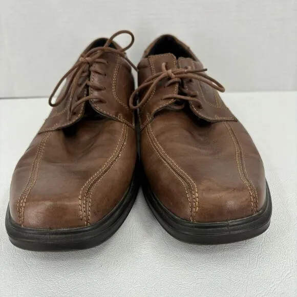ECCO Helsinki Tie Oxfords Leather Derby Shoes Bicycle Toe Brown Men's EU 45