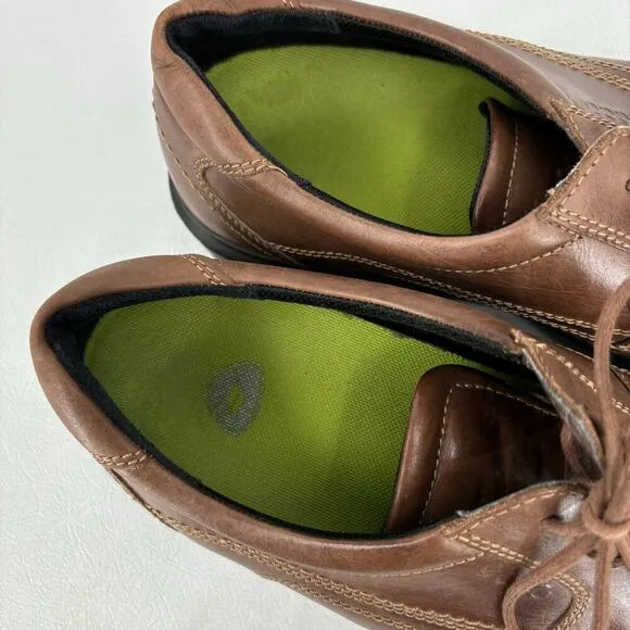ECCO Helsinki Tie Oxfords Leather Derby Shoes Bicycle Toe Brown Men's EU 45