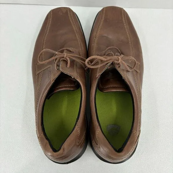 ECCO Helsinki Tie Oxfords Leather Derby Shoes Bicycle Toe Brown Men's EU 45