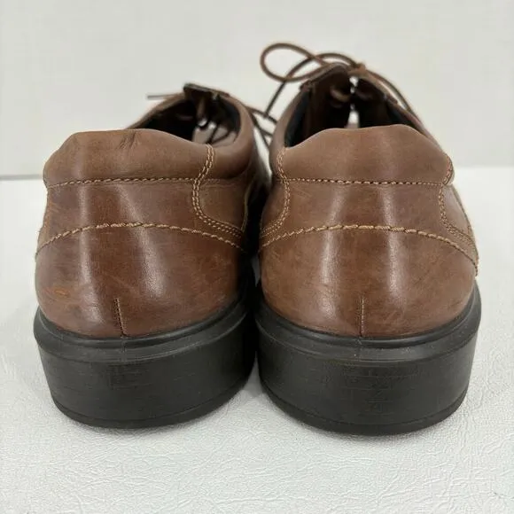ECCO Helsinki Tie Oxfords Leather Derby Shoes Bicycle Toe Brown Men's EU 45