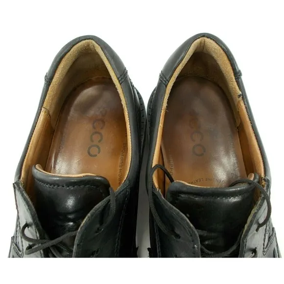 ECCO Mens Bicycle Toe Oxfords Black Leather Dress Shoes Size 10-10.5 US EU44 EUC