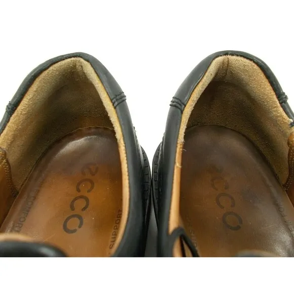 ECCO Mens Bicycle Toe Oxfords Black Leather Dress Shoes Size 10-10.5 US EU44 EUC