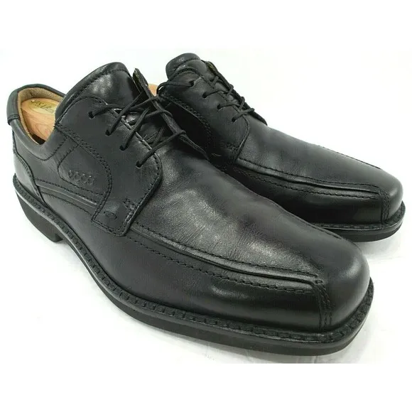 ECCO Mens Bicycle Toe Oxfords Black Leather Dress Shoes Size 10-10.5 US EU44 EUC