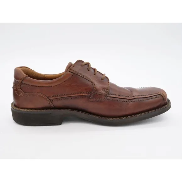 Ecco Shoes Mens 7.5 Brown Leather Bicycle Toe Derby Oxfords Square Toe Casual