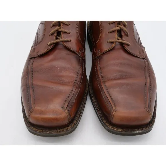 Ecco Shoes Mens 7.5 Brown Leather Bicycle Toe Derby Oxfords Square Toe Casual