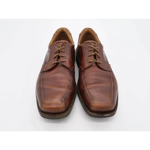 Ecco Shoes Mens 7.5 Brown Leather Bicycle Toe Derby Oxfords Square Toe Casual
