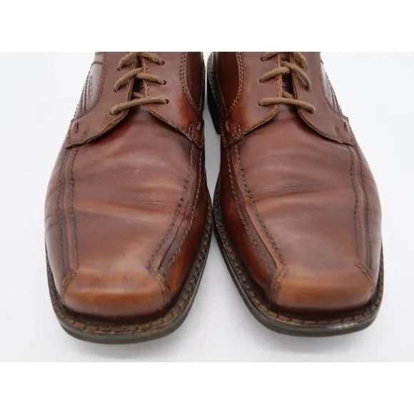 Ecco Shoes Mens 7.5 Brown Leather Bicycle Toe Derby Oxfords Square Toe Casual