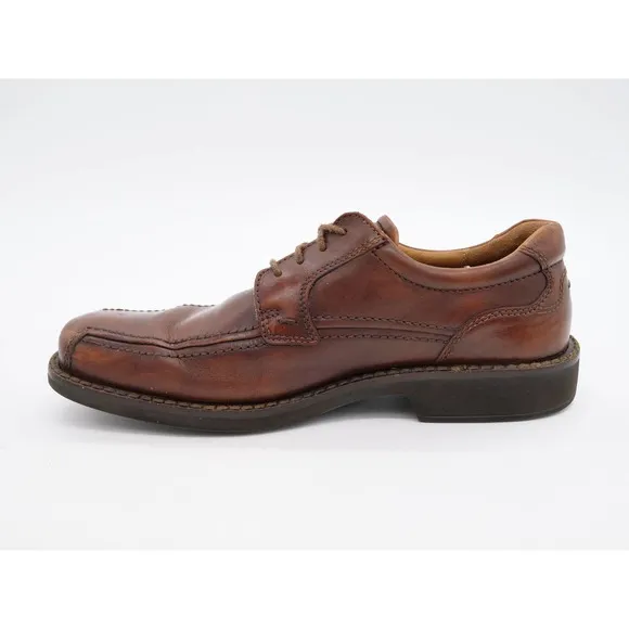 Ecco Shoes Mens 7.5 Brown Leather Bicycle Toe Derby Oxfords Square Toe Casual